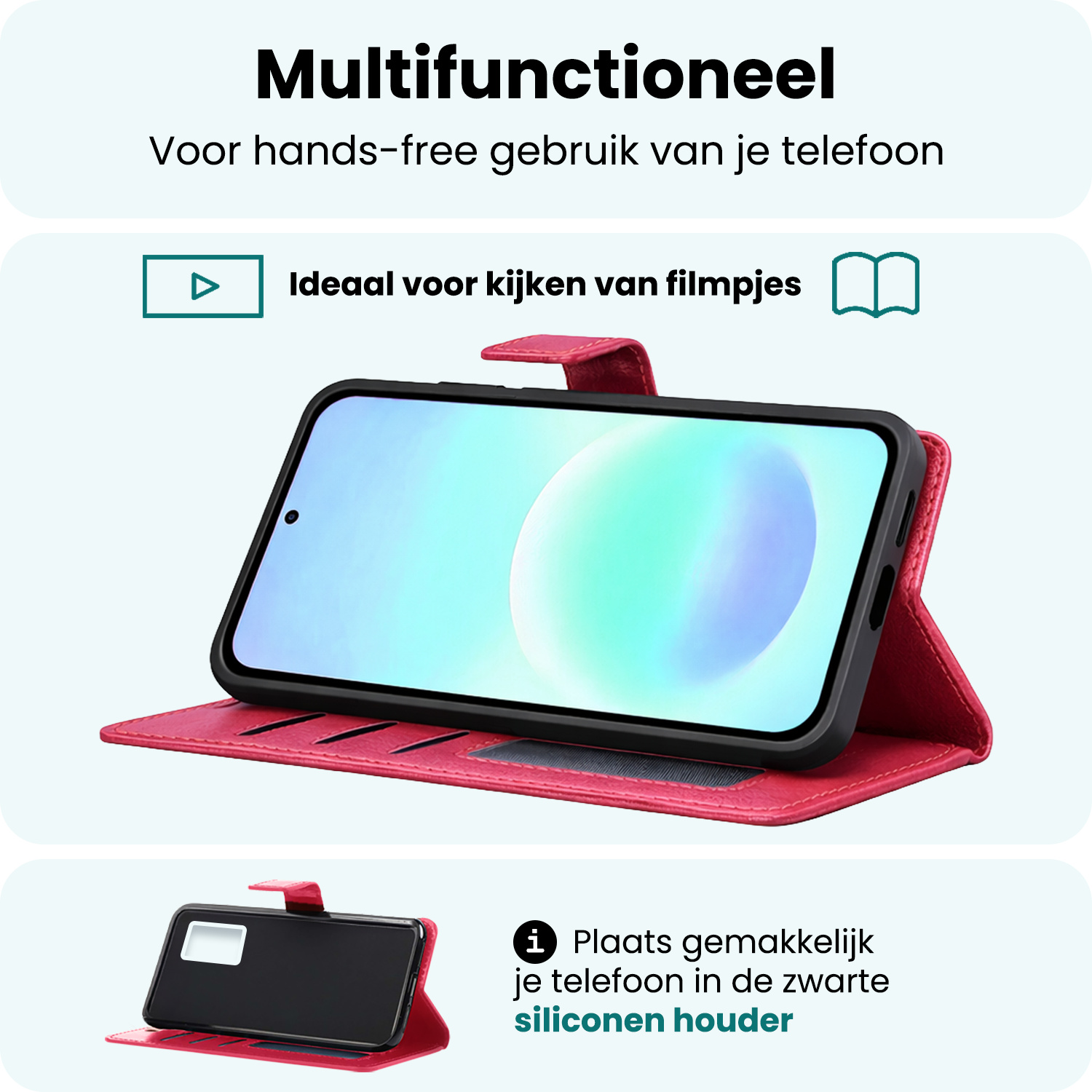 Forterra Forterra Samsung Galaxy A57 Hoesje Bookcase - Donkerroze