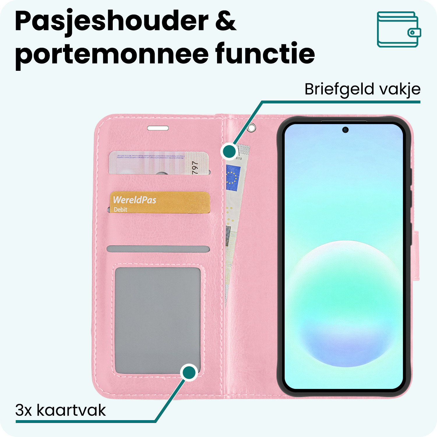 Forterra Forterra Samsung Galaxy A57 Hoesje Bookcase - Lichtroze