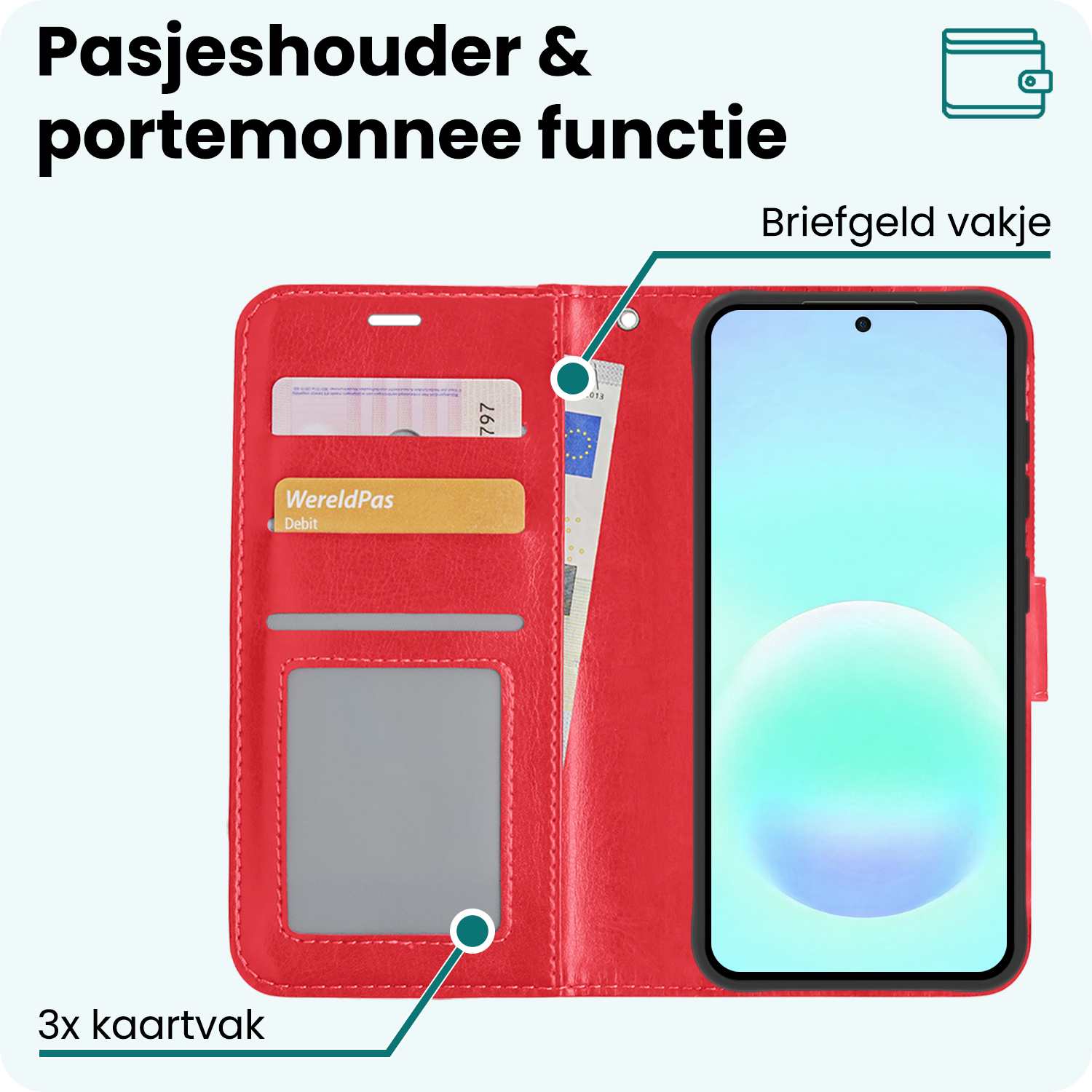 Forterra Forterra Samsung Galaxy A57 Hoesje Bookcase - Rood