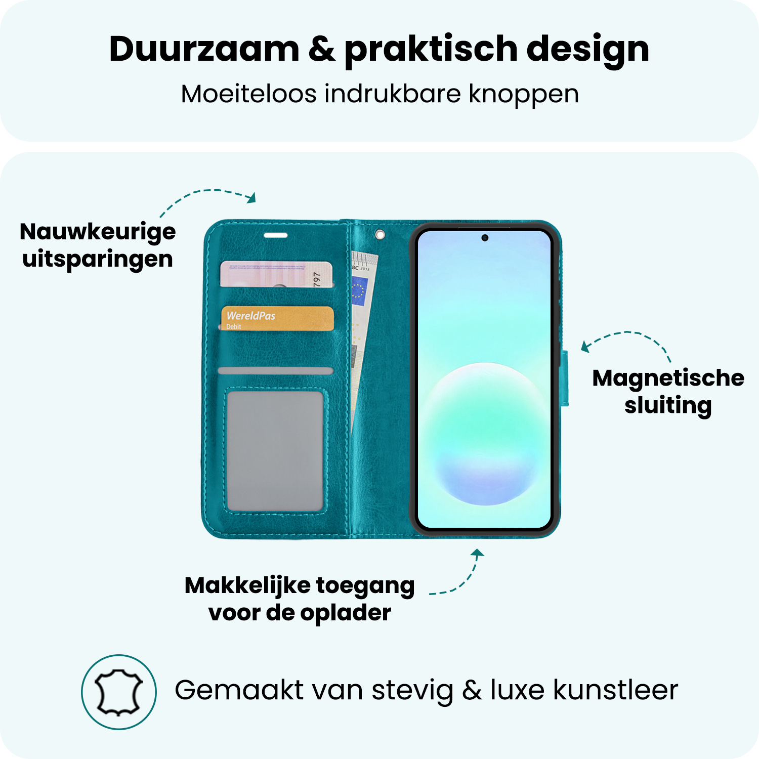 Forterra Forterra Samsung Galaxy A57 Hoesje Bookcase - Turquoise