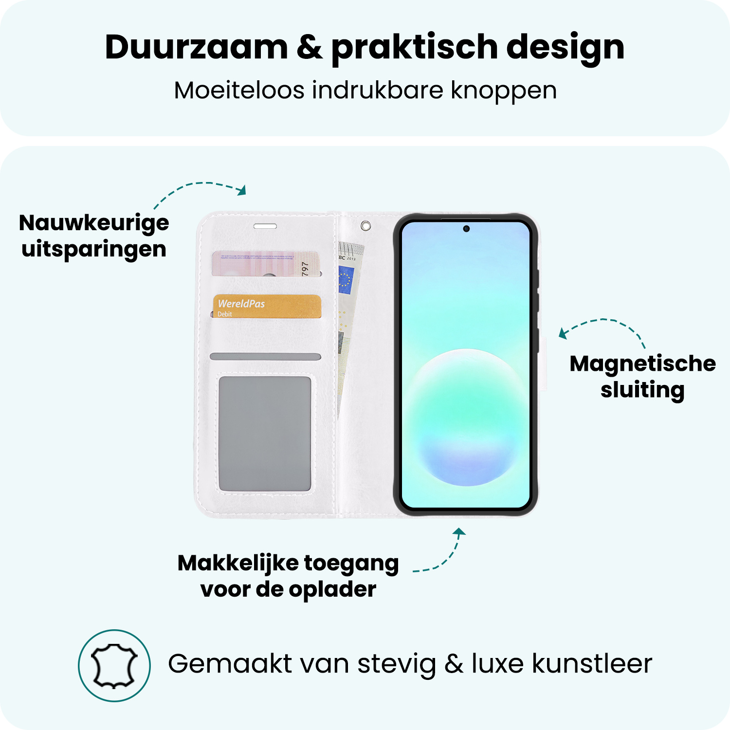 Forterra Forterra Samsung Galaxy A57 Hoesje Bookcase - Wit