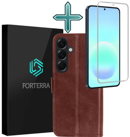 Forterra Forterra Samsung Galaxy A57 Hoesje Bookcase Met Screenprotector - Bruin