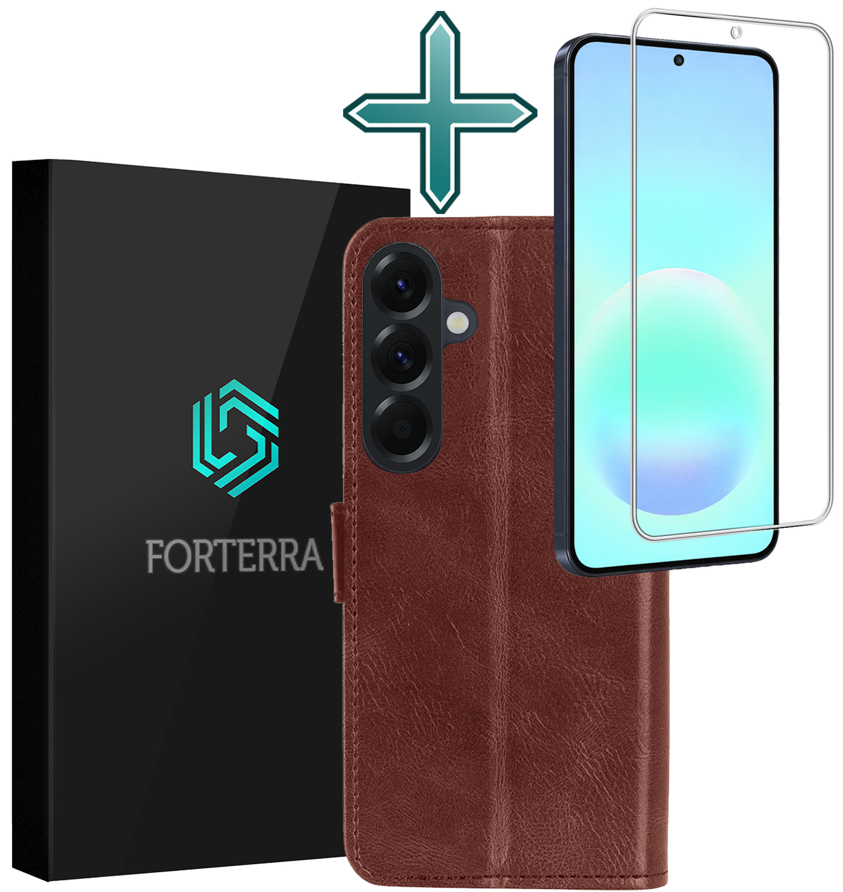 Forterra Forterra Samsung Galaxy A57 Hoesje Bookcase Met Screenprotector - Bruin