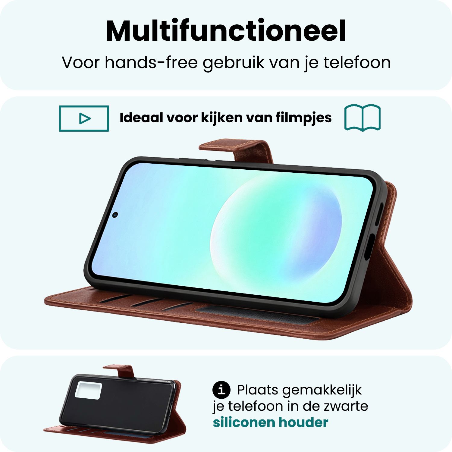 Forterra Forterra Samsung Galaxy A57 Hoesje Bookcase Met Screenprotector - Bruin