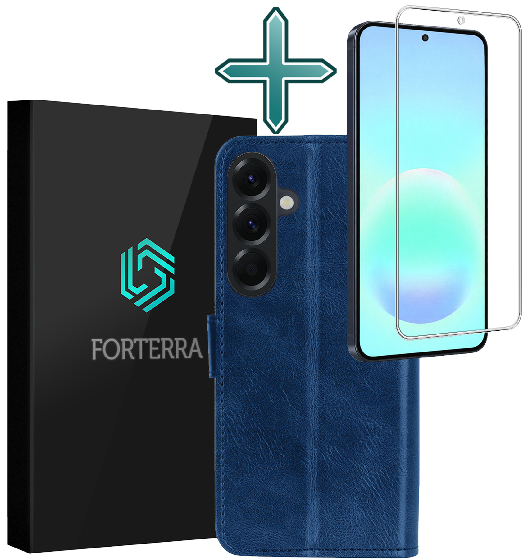 Forterra Forterra Samsung Galaxy A57 Hoesje Bookcase Met Screenprotector - Donkerblauw