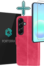 Forterra Forterra Samsung Galaxy A57 Hoesje Bookcase Met Screenprotector - Donkerroze