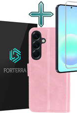 Forterra Forterra Samsung Galaxy A57 Hoesje Bookcase Met Screenprotector - Lichtroze