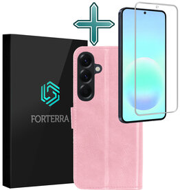 Forterra Forterra Samsung Galaxy A57 Hoesje Bookcase Met Screenprotector - Lichtroze