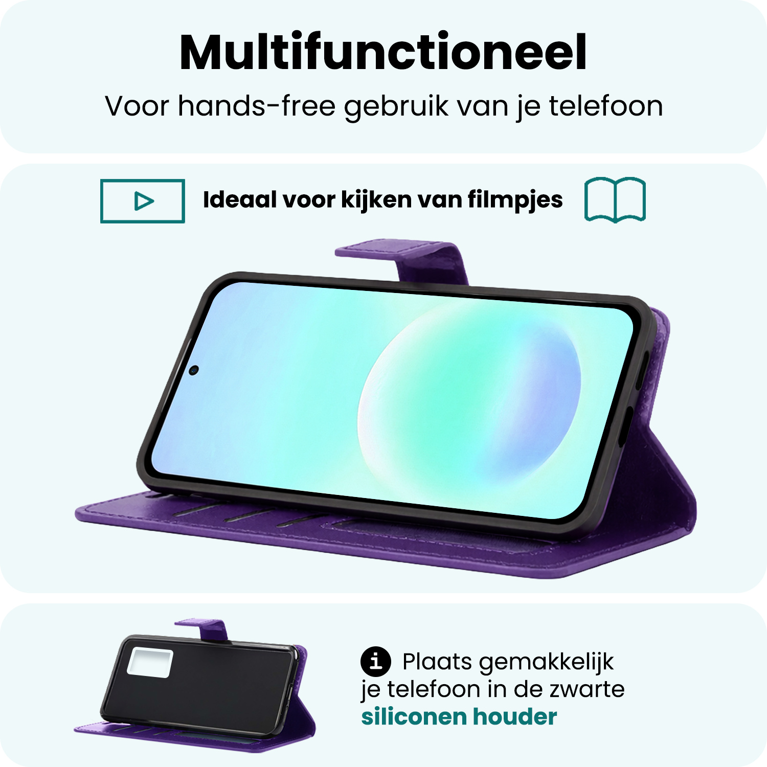 Forterra Forterra Samsung Galaxy A57 Hoesje Bookcase Met Screenprotector - Paars