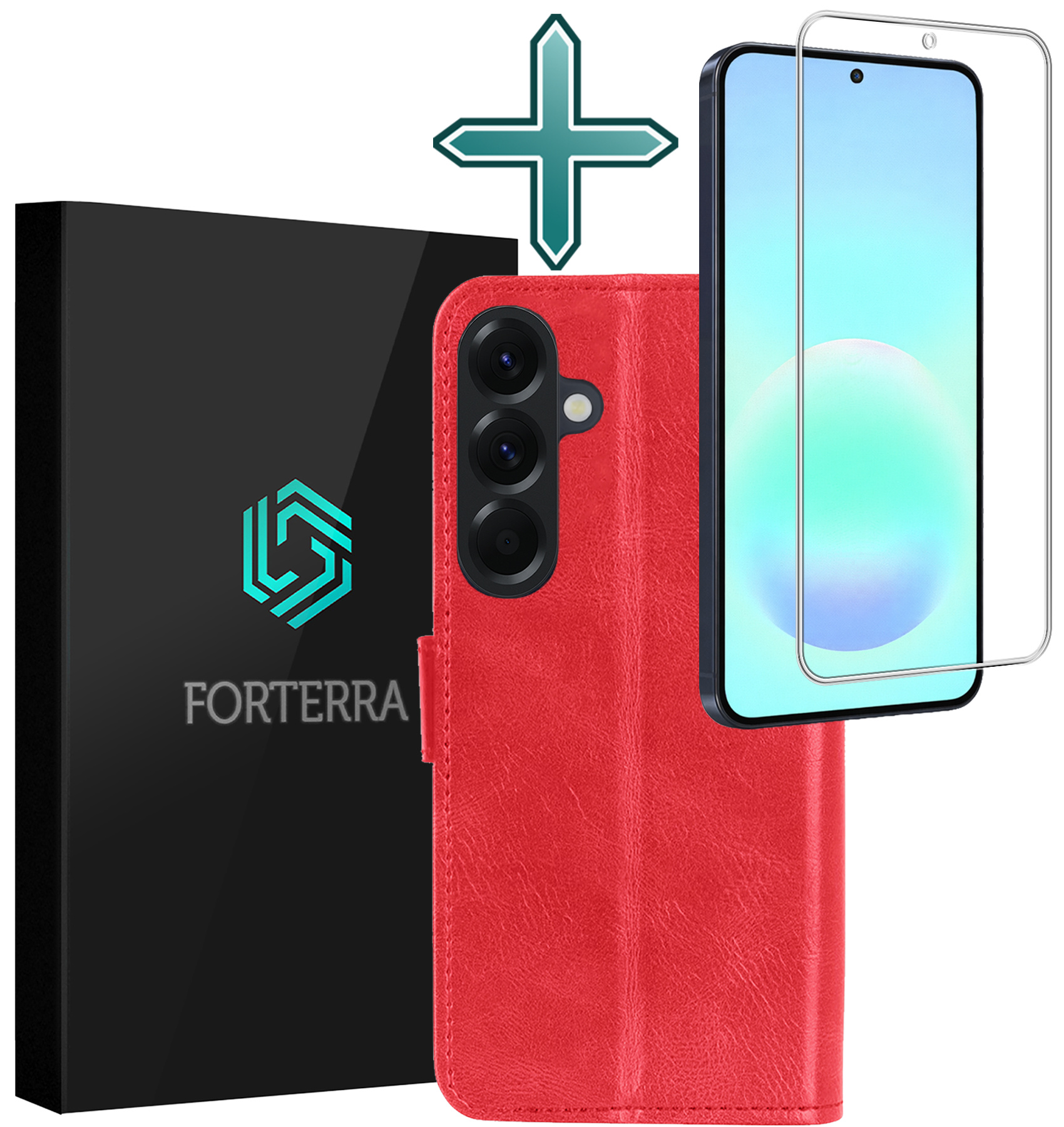 Forterra Forterra Samsung Galaxy A57 Hoesje Bookcase Met Screenprotector - Rood