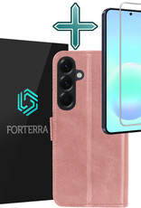 Forterra Forterra Samsung Galaxy A57 Hoesje Bookcase Met Screenprotector - Rose Goud