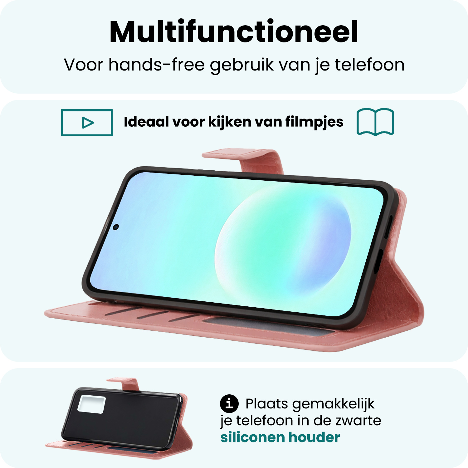 Forterra Forterra Samsung Galaxy A57 Hoesje Bookcase Met Screenprotector - Rose Goud