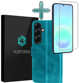 Forterra Forterra Samsung Galaxy A57 Hoesje Bookcase Met Screenprotector - Turquoise