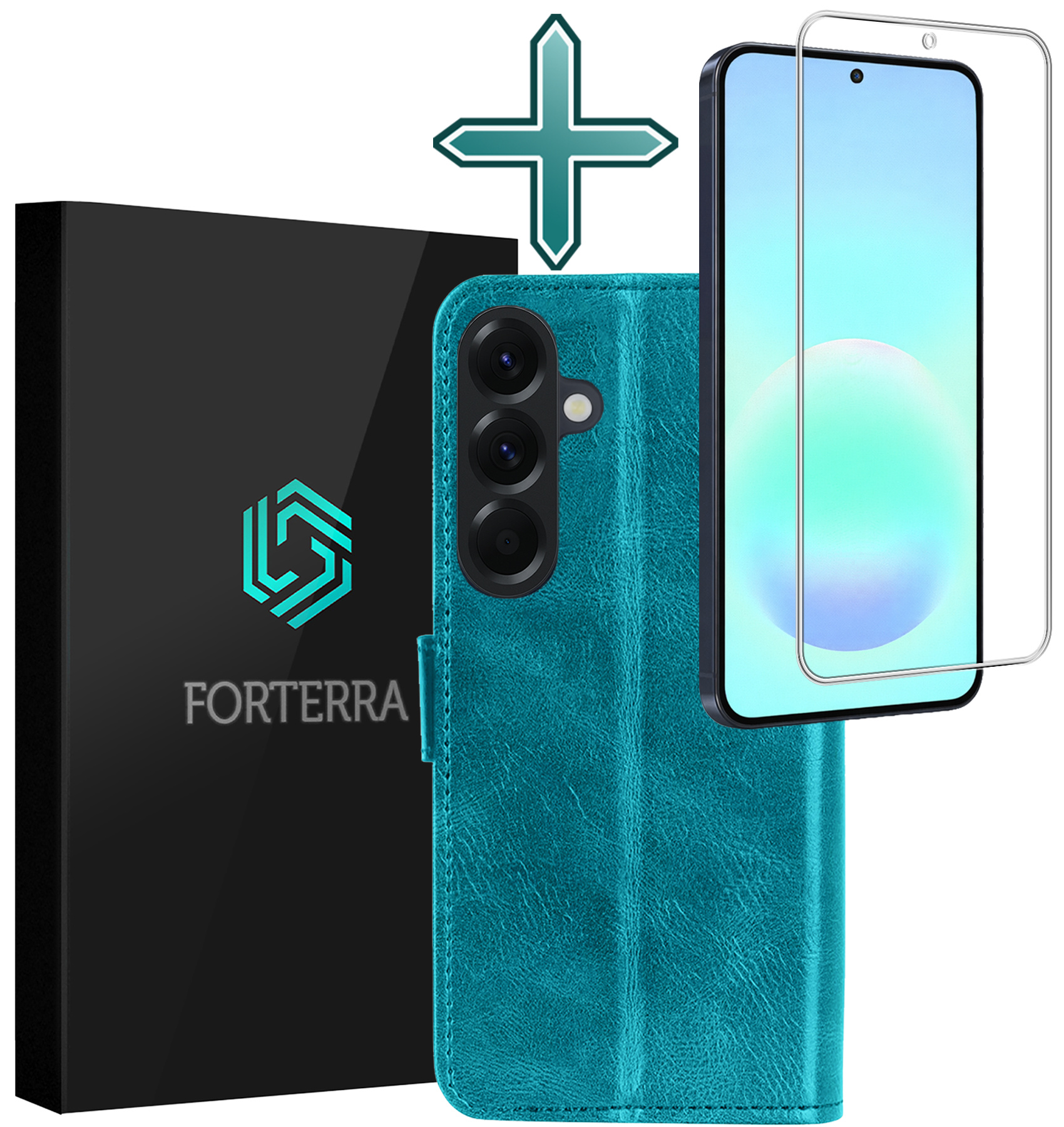 Forterra Forterra Samsung Galaxy A57 Hoesje Bookcase Met Screenprotector - Turquoise