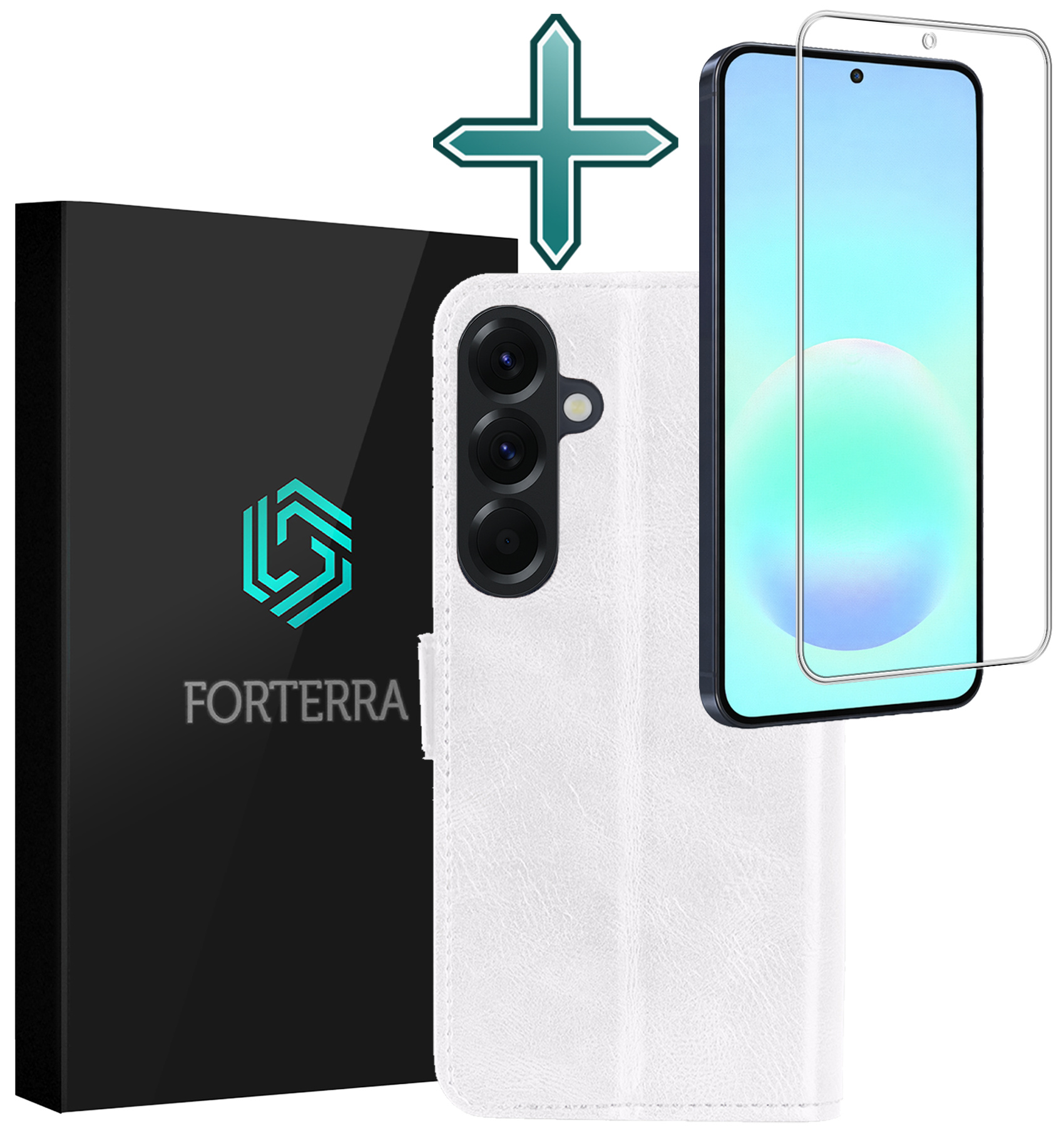 Forterra Forterra Samsung Galaxy A57 Hoesje Bookcase Met Screenprotector - Wit