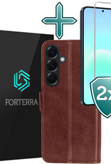 Forterra Forterra Samsung Galaxy A57 Hoesje Bookcase Met 2x Screenprotector - Bruin
