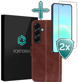 Forterra Forterra Samsung Galaxy A57 Hoesje Bookcase Met 2x Screenprotector - Bruin