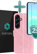 Forterra Forterra Samsung Galaxy A57 Hoesje Bookcase Met 2x Screenprotector - Lichtroze