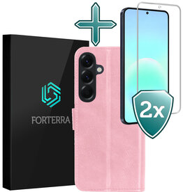 Forterra Forterra Samsung Galaxy A57 Hoesje Bookcase Met 2x Screenprotector - Lichtroze