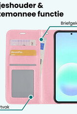 Forterra Forterra Samsung Galaxy A57 Hoesje Bookcase Met 2x Screenprotector - Lichtroze