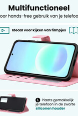 Forterra Forterra Samsung Galaxy A57 Hoesje Bookcase Met 2x Screenprotector - Lichtroze
