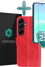 Forterra Forterra Samsung Galaxy A57 Hoesje Bookcase Met 2x Screenprotector - Rood