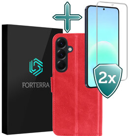 Forterra Forterra Samsung Galaxy A57 Hoesje Bookcase Met 2x Screenprotector - Rood