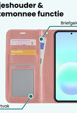 Forterra Forterra Samsung Galaxy A57 Hoesje Bookcase Met 2x Screenprotector - Rose Goud