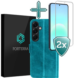 Forterra Forterra Samsung Galaxy A57 Hoesje Bookcase Met 2x Screenprotector - Turquoise