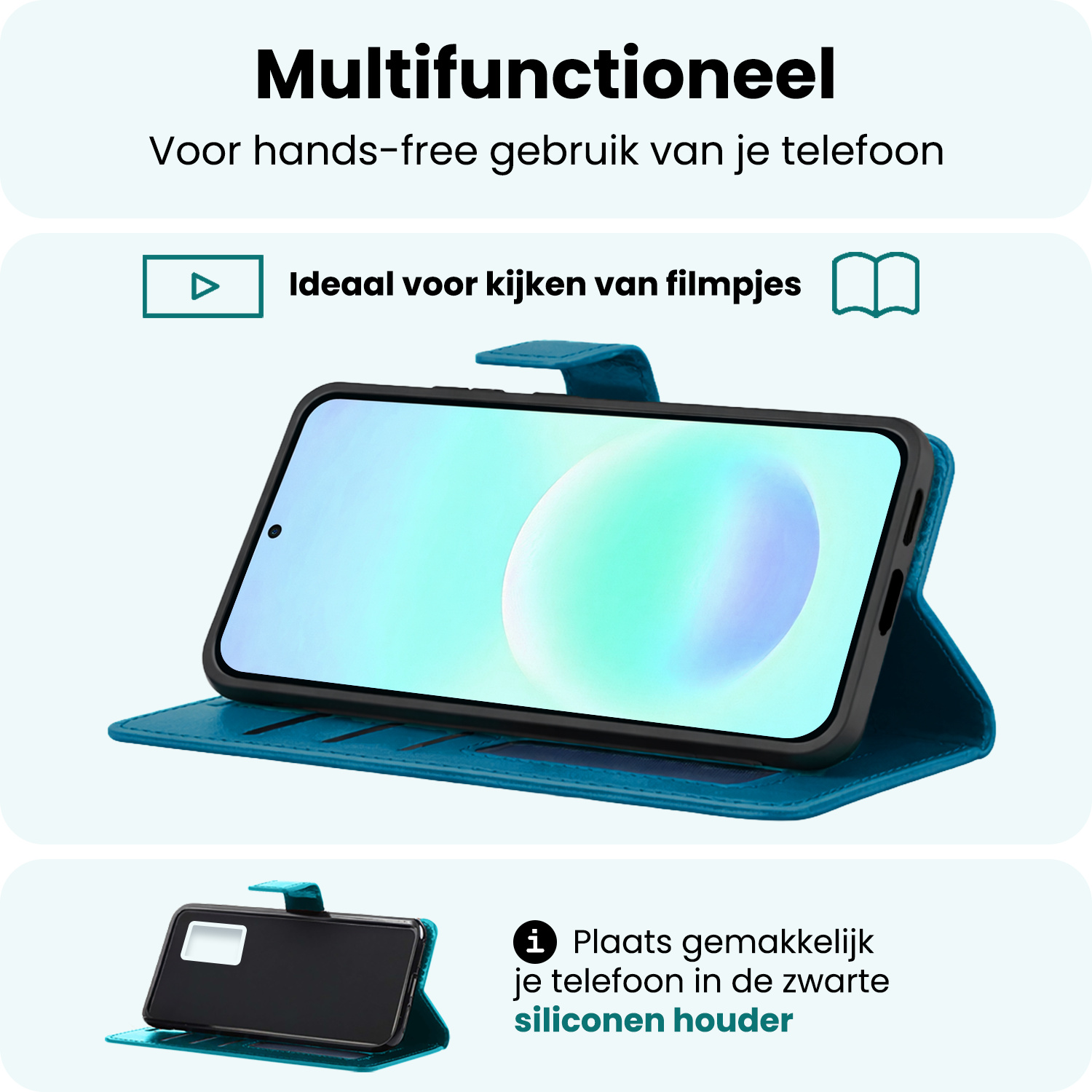 Forterra Forterra Samsung Galaxy A57 Hoesje Bookcase Met 2x Screenprotector - Turquoise