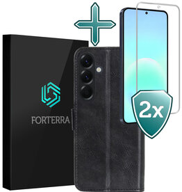 Forterra Forterra Samsung Galaxy A57 Hoesje Bookcase Met 2x Screenprotector - Zwart