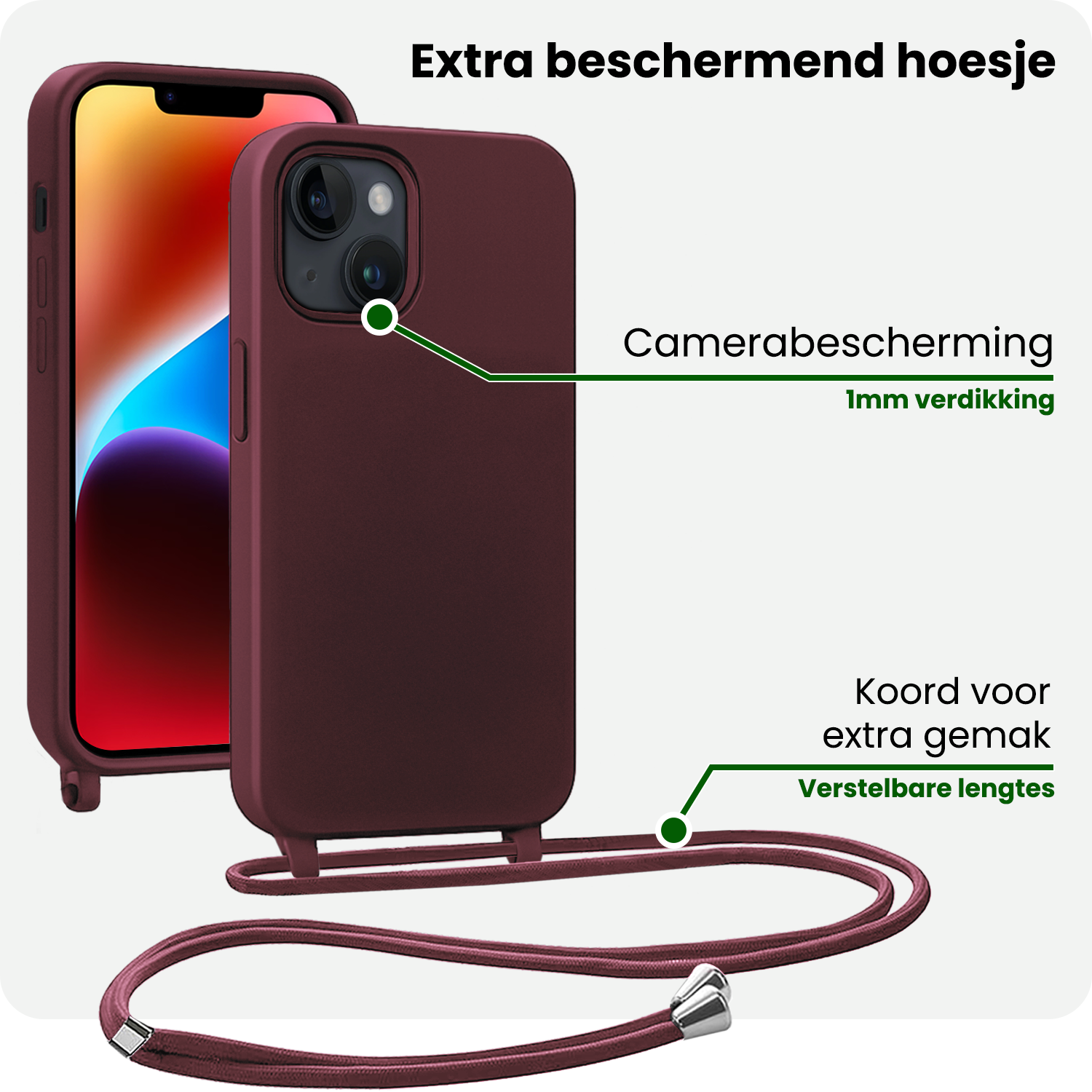 BASEY. BASEY. iPhone 13 Mini Hoesje Met Koord - Aubergine