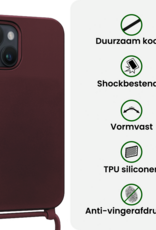 BASEY. BASEY. iPhone 13 Mini Hoesje Met Koord Met Screenprotector - Aubergine