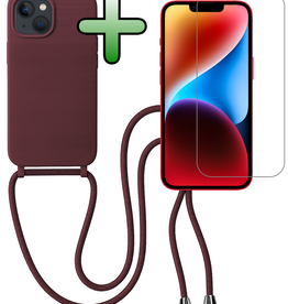 BASEY. BASEY. iPhone 13 Mini Hoesje Met Koord Met Screenprotector - Aubergine