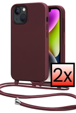 NoXx NoXx iPhone 13 Mini Hoesje Met Koord - Aubergine - 2 PACK