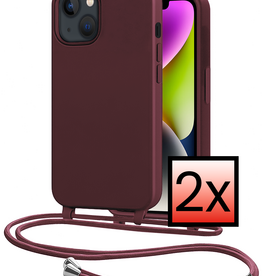 NoXx NoXx iPhone 13 Mini Hoesje Met Koord - Aubergine - 2 PACK
