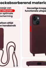 NoXx NoXx iPhone 13 Mini Hoesje Met Koord Met 2x Screenprotector - Aubergine
