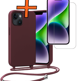 Nomfy Nomfy iPhone 13 Mini Hoesje Met Koord Met Screenprotector - Aubergine