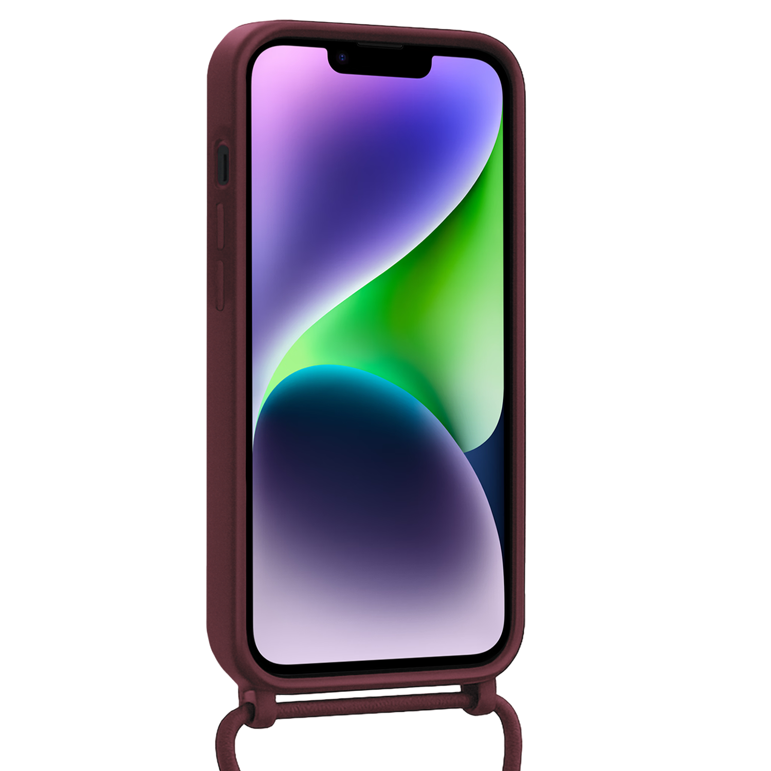 Nomfy Nomfy iPhone 13 Mini Hoesje Met Koord Met 2x Screenprotector - Aubergine
