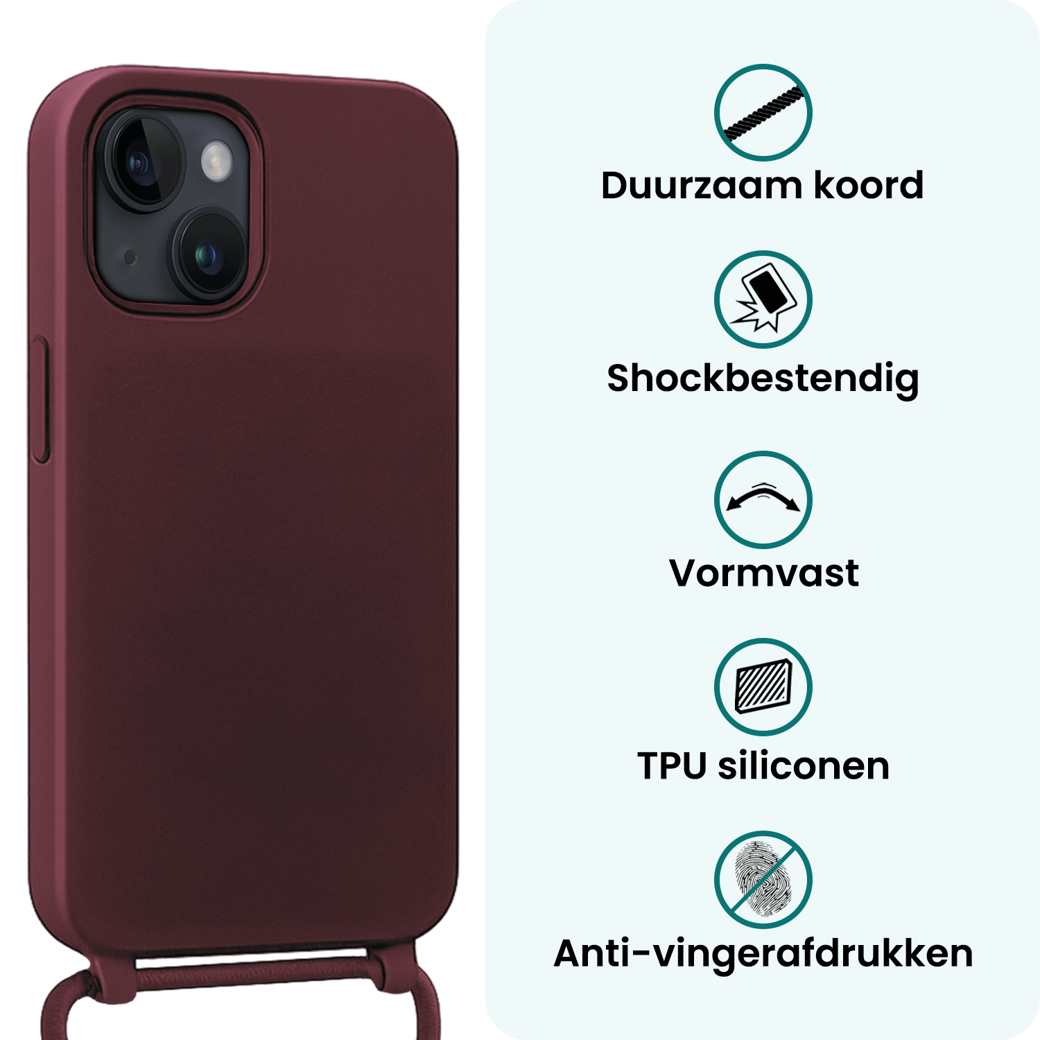 Forterra Forterra iPhone 13 Mini Hoesje Met Koord - Aubergine
