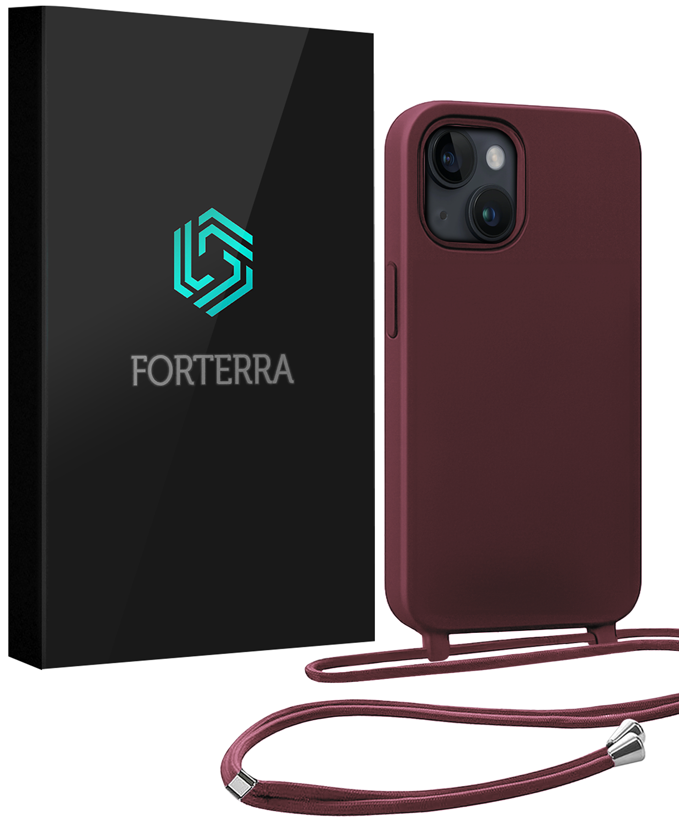 Forterra Forterra iPhone 13 Mini Hoesje Met Koord - Aubergine