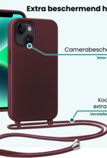 Forterra Forterra iPhone 13 Mini Hoesje Met Koord Met 2x Screenprotector - Aubergine
