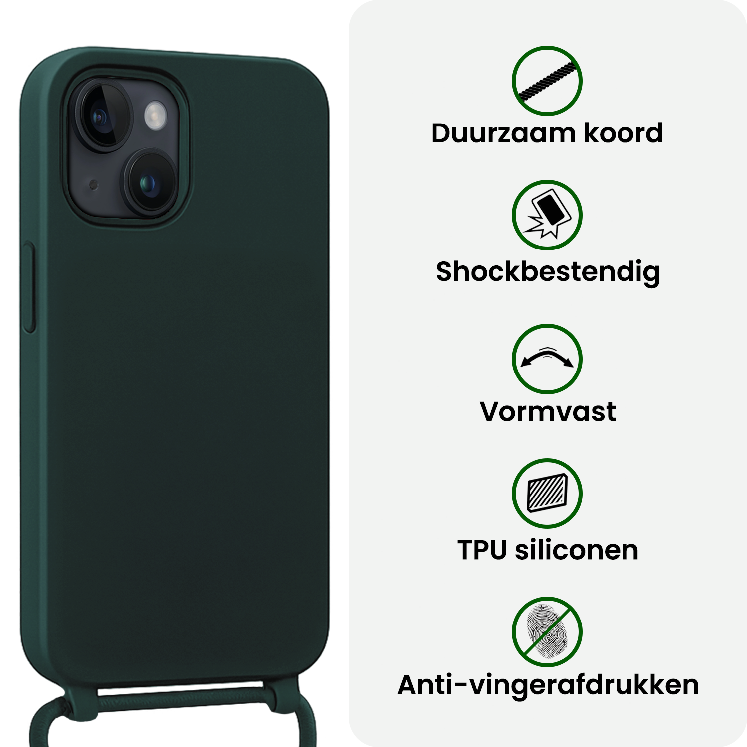 BASEY. BASEY. iPhone 13 Mini Hoesje Met Koord - Donkergroen