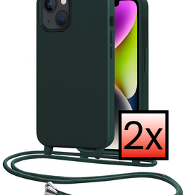 NoXx NoXx iPhone 13 Mini Hoesje Met Koord - Donkergroen - 2 PACK