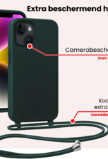 NoXx NoXx iPhone 13 Mini Hoesje Met Koord Met 2x Screenprotector - Donkergroen