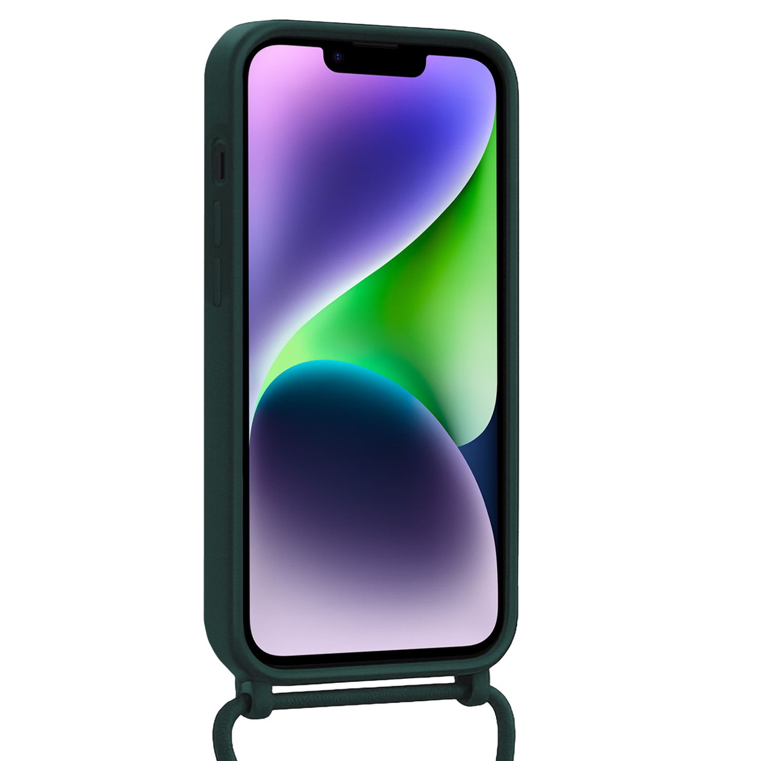 Nomfy Nomfy iPhone 13 Mini Hoesje Met Koord Met Screenprotector - Donkergroen