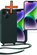 Nomfy Nomfy iPhone 13 Mini Hoesje Met Koord Met Screenprotector - Donkergroen