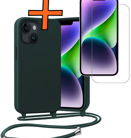 Nomfy Nomfy iPhone 13 Mini Hoesje Met Koord Met Screenprotector - Donkergroen