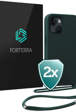Forterra Forterra iPhone 13 Mini Hoesje Met Koord - Donkergroen - 2 PACK