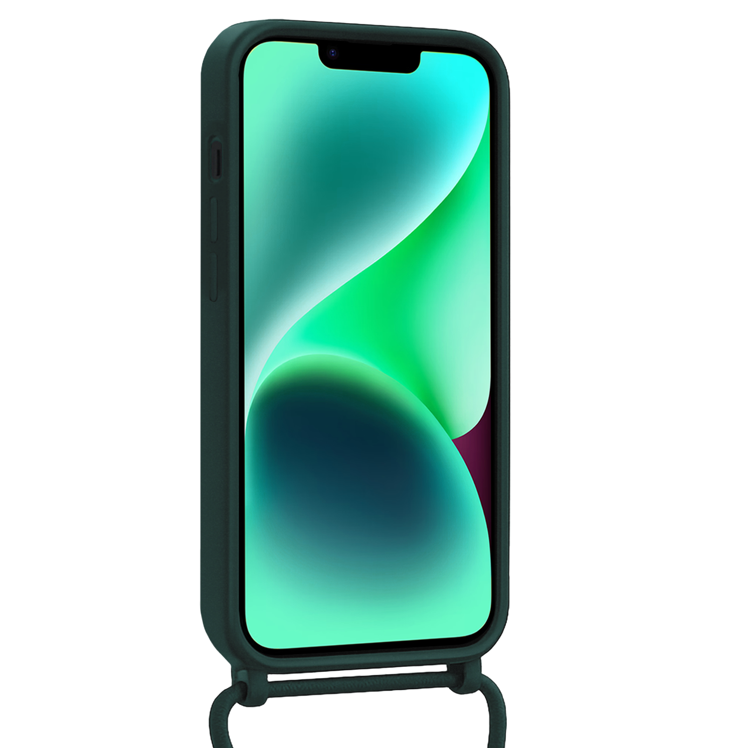 Forterra Forterra iPhone 13 Mini Hoesje Met Koord Met Screenprotector - Donkergroen